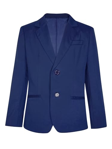 FEESHOW Kinder Jungen Anzugjacke Klassischer 2-Knopf Anzug Jacke Blazer Regular Fit Festliche Party Hochzeit Jacke Mantel Marineblau 122-128 von FEESHOW