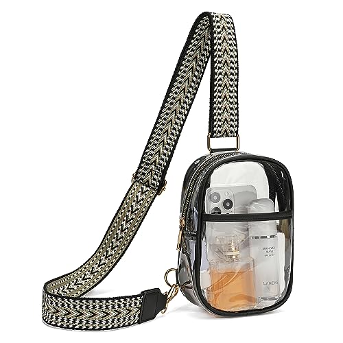 Transparente Umhängetasche, durchsichtige Bauchtasche, Stadion-zugelassen für Damen und Herren, mit verstellbarem Riemen, transparente Schultertasche, Gürteltasche für Konzerte, Sport, Reisen, von FEIBOON