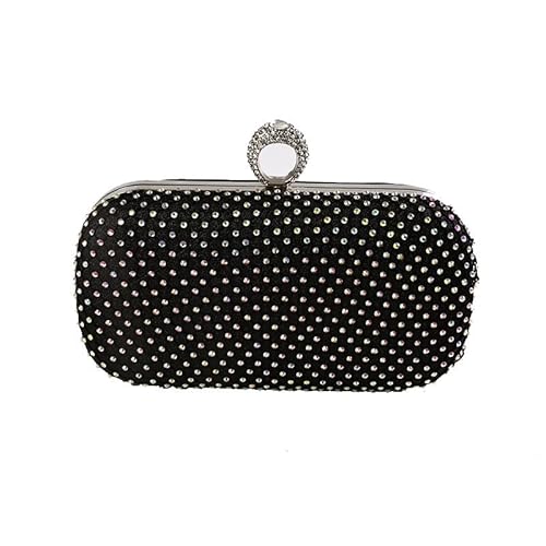 FEICHANGWM Ring Abendtasche Clutch Mit Diamanten Clutch Bag Damen Banketttasche Schwarz von FEICHANGWM