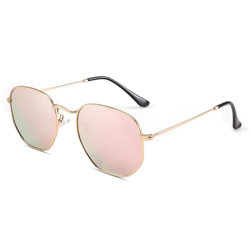 FEISEDY Polarisierte Sonnenbrille für Damen Herren Groß Retro Polygonal Quadratische Sonnenbrillen mit Metallrahmen, UV400 Schutz B2397 von FEISEDY