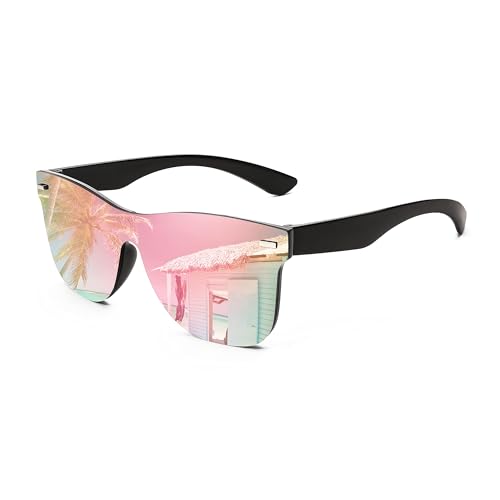 FEISEDY Randlose Sonnenbrille Verspiegelt Herren Damen One Piece Dunkle Gläser mit UV400 Schutz B4114 von FEISEDY