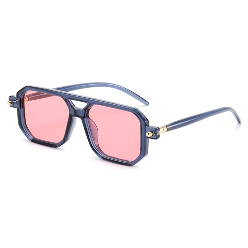 FEISEDY Retro 70er Jahre Sonnebrille Damen Herren Vintage Flache Quadratische Brille mit UV400-Schutz B2622 von FEISEDY