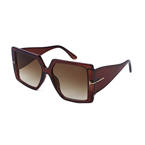 FEISEDY Retro Sonnenbrille Damen Groß Square Oversized Sonnenbrille für Frauen Männer B4036 von FEISEDY