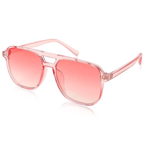 FEISEDY Retro Square Sonnenbrille Damen Herren 70er Jahre Vintage Trendy Brille Klassisch mit Double Brücke UV400 Schutz B2835 von FEISEDY