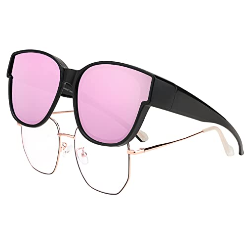 FEISEDY Überzieh Sonnenbrille Polarisiert für Brillenträger Überziehbrille Herren Damen Überbrille Groß Fit-Over mit Verspiegelte Linsen & UV400 Schutz B2922 von FEISEDY