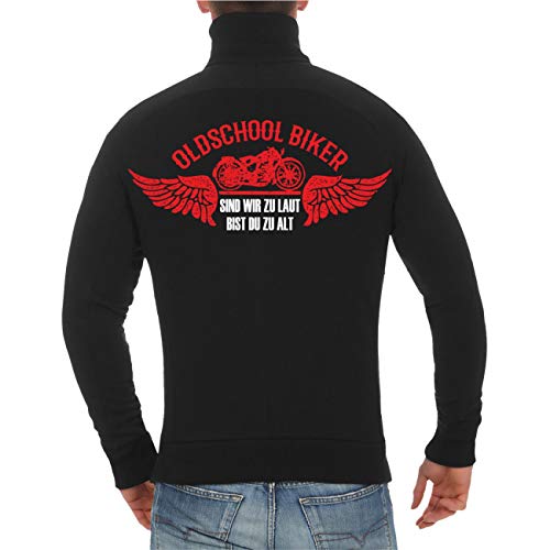 FELDWEGHEIZER Männer und Herren Sweatjacke Oldschool Biker Sind wir zu laut bist du zu alt (mit Rückendruck) Größe M - 8XL von FELDWEGHEIZER