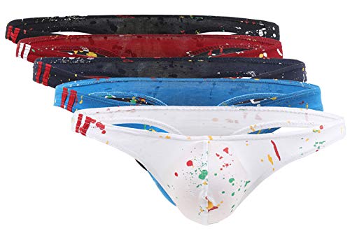 FEOYA 5 Stück Herren Reizvoll Tanga Strings Atmungsaktives Sportunterwäsche Strings Jockstrap für Sport und Freizeit von FEOYA