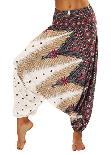 FEOYA Aladinhose Hosen Ballonhose Haremshose Unisex Pumphose OneSize Baggy Harem Stil mit Elastischen Bund Pluderhose von FEOYA