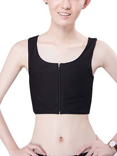 FEOYA Atmungsaktive Cosplay Body Shaper Korsetts Weste Tomboy Brust Binder Trans Tank Top Vorne mit Reißverschluss Größe L - Schwarz von FEOYA