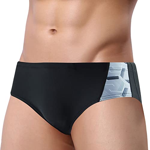 FEOYA Herren Schwimmhose Badehose Badeslip Kurz Jungen Badeshort UV Schutz Jungen Schwimmwear Tunnelzug Low Rise Brief Männer Unterwäsche von FEOYA