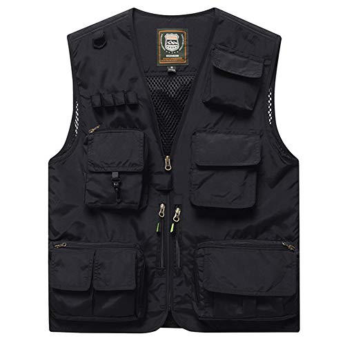 FEOYA Jagdweste Herren Outdoor-Weste Hundesport Vest Fishing Gilet Ranger Weste Softshell Weste Sport Weste für Jagd Angeln Camping-6XL-Schwarz von FEOYA