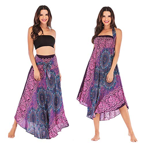 FEOYA Rock Hippie Damen Sommerrock Damen Blumen Maxirock Damen Boho Sommerrock Damen Blumen Strandrock Damen Strandkleid Sommerrock Damen Lang Boho von FEOYA