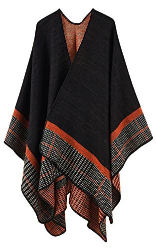 Umschlagtuch Cape Klimaanlage Schal Poncho Damen Blume Frauen Deckenschal Retro Stola Wrap Tuch Warm Damentuch Damenschal Herbst Winter Übergroß Klassisch Luxus von FEOYA