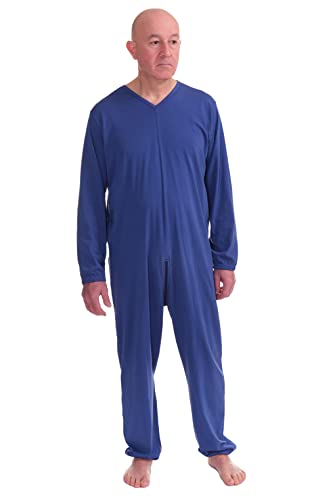 FERRUCCI COMFORT Einteiliger Pyjama für Senioren mit Rückenverschluss - 9078 ML PL - Blau, Bei Inkontinenz, Alzheimer oder Demenz, Verschluss hinten (XS) von FERRUCCI COMFORT