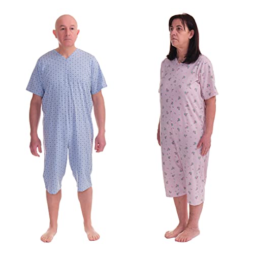 FERRUCCI COMFORT Einteiliger Pyjama mit Reißverschluss am Rücken und kurzen Ärmeln - 9008/6 - Für ältere Menschen, Alzheimer, Inkontinenz (Blau, L) von FERRUCCI COMFORT