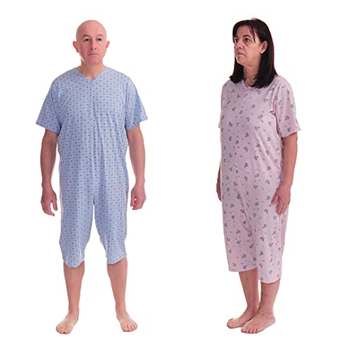 FERRUCCI COMFORT Einteiliger Pyjama mit Reißverschluss am Rücken und kurzen Ärmeln - 9008/6 - Für ältere Menschen, Alzheimer, Inkontinenz (Grau, M) von FERRUCCI COMFORT