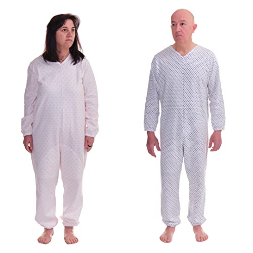 FERRUCCI COMFORT Einteiliger Fleece-Pyjama mit Verschluss auf der Rückseite, 9012-F, Für ältere Menschen, Inkontinenz und Alzheimer, Winter (Mann, L) von FERRUCCI COMFORT