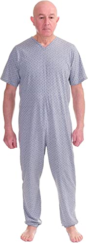 FERRUCCI COMFORT Schlafanzug für Gesundheit, Kurzarm, 1 Reißverschluss/Reißverschluss hinten im Sommer, Alzheimer, Inkontinenz (Herren Grau, XL) von FERRUCCI COMFORT