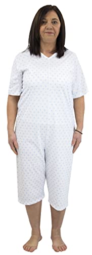 FERRUCCI COMFORT Inkontinenz-Pyjama mit Reißverschluss am Rücken - 9012/5 - Für ältere Menschen, Alzheimer oder Altersdemenz, Sommer, Kurze Ärmel und Hosen (Frau, L) von FERRUCCI COMFORT