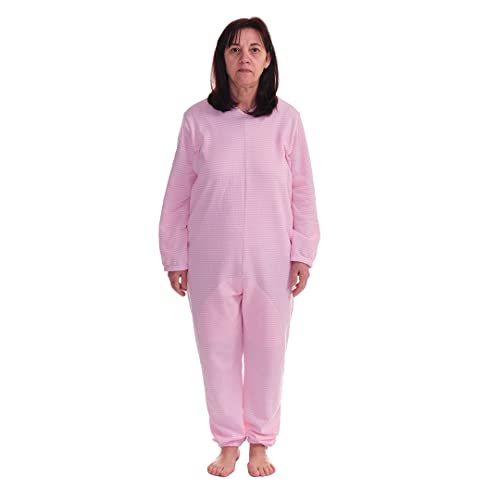 FERRUCCI COMFORT Winter-Sanitärpyjama mit Rückenreißverschluss, 9014/1, für Inkontinenz, Alzheimer, Demenz, Schwerer Stoff, Baumwolle und Polyester (Rosa, S) von FERRUCCI COMFORT