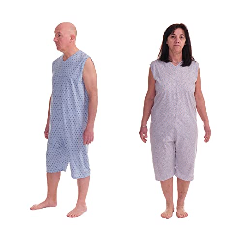 FERRUCCI COMFORT Pyjama mit Rückenverschluss, ärmellos - 9008/7 - Sommer, für ältere Menschen, Inkontinenz oder Alzheimer (Grau, M) von FERRUCCI COMFORT