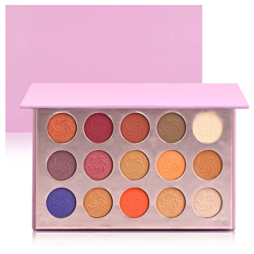 Lidschatten Palette 15 Farben Augen Palettes, Hochpigmentierte Matte Schimmer Glitter Lidschatten-Kosmetik Set, Lidschatten-Palette Make-up Glitter Makeup Kit (Sommerrosa) von FESSOSKO