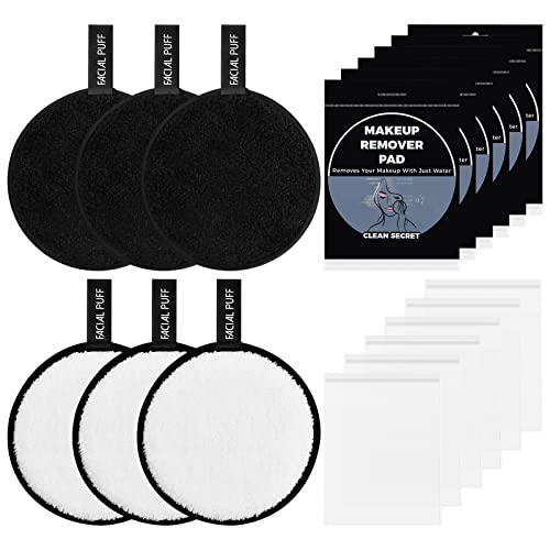 Make up Entferner Pads, 6 Stück Ø 11.5 cm Reinigungspads, Waschbare Schonend Abschminkpads aus Mikrofaser, WiederverwendbareWattepads, für Alle Hauttypen zur Gesichtsreinigung & zum Abschminken von FESSOSKO