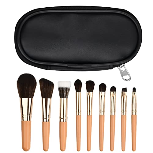 Professionelle Makeup Pinsel Set 9 Stück Kosmetik Pinsel, Tragbar Make-up Pinsel mit Kosmetiktasche, Premium Synthetic Lidschatten Eyeliner Make-Up Pinsel Kits, Holzgriff von FESSOSKO