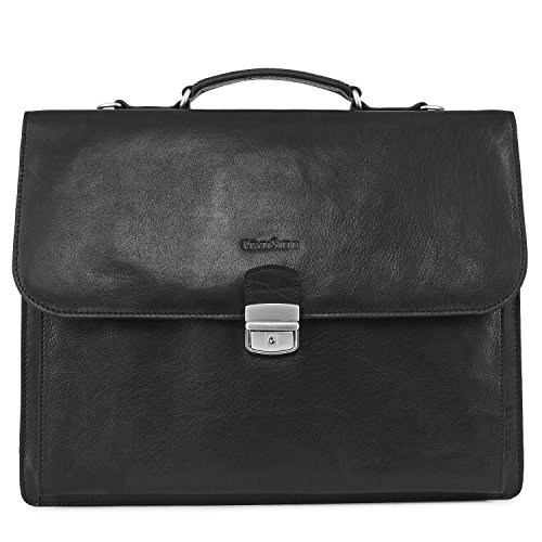 FEYNSINN BERLIN Aktentasche EMILIO aus Premium Leder I Business-Tasche XL groß für Herren 15 Zoll Laptop-Fach I Arbeitstasche Laptoptasche schwarz handgefertigt von FEYNSINN