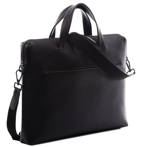 FEYNSINN Laptoptasche schmal ENNO aus Premium Leder I Business-Tasche für Herren und Damen 15 Zoll Laptop Laptop-Fach I Umhängetasche Aktentasche schwarz handgefertigt von FEYNSINN