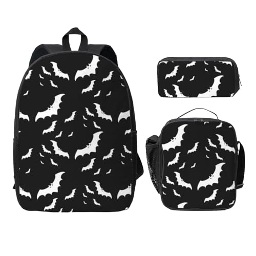 FEYUNYAN Schulrucksack für Mädchen und Jungen, Halloween Fliegende Fledermäuse Druck Schultasche 3er Set, 15 Zoll Laptop Rucksack, Isolierte Lunchtasche Federmäppchen Mittelschultasche für Teen Jugend FEYUNYAN Schulrucksack für Mädchen und Jungen, Halloween Fliegende Fledermäuse Druck Schultasche 3er Set, 15 Zoll Laptop Rucksack, Isolierte Lunchtasche Federmäppchen Mittelschultasche für Teen Jugend von FEYUNYAN