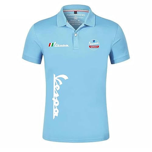 Poloshirt für Damen und Herren Kurzärmeliges T-Shirt mit Servizio Vespa Druck Lässige Business Tops für Zuhause/Reisen/Arbeit(Light Blue,3XL) von FEegar