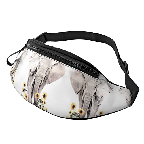 Ananas Flamingos Print Herren und Damen Freizeit Sport Hüfttasche Outdoor Sport Fanny Pack Alltag Casual Brusttasche, Elefant und Sonnenblumen-Druck, Einheitsgröße von FFEXS