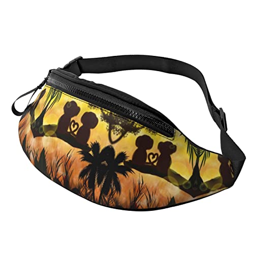 Ananas Flamingos Print Herren und Damen Freizeit Sport Hüfttasche Outdoor Sport Fanny Pack Alltag Casual Brusttasche, Niedlicher Affen-Druck, Einheitsgröße von FFEXS