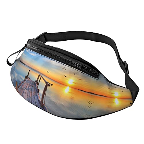 Bauchtasche für Herren und Damen, mit Vogel-Sonnenblumen-Druck, für Freizeit, Sport, für den Alltag, lässige Brusttasche, Sunset Scenery Print, Einheitsgröße von FFEXS