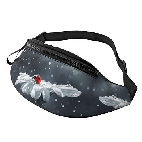 Cartoon Santa Claus Print Outdoor Sport Bauchtasche Freizeit Sport Hüfttasche Alltag Casual Brusttasche für Männer und Frauen, Marienkäfer auf Gänseblümchen-Druck, Einheitsgröße von FFEXS