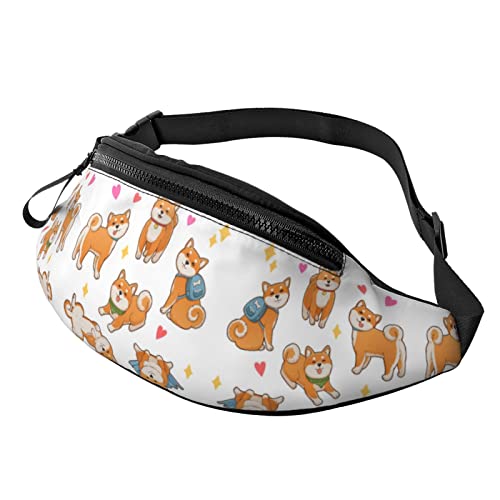 Corgi Puppy Print Herren und Damen Freizeit Sport Hüfttasche Outdoor Sport Fanny Pack Alltag Casual Brusttasche, Niedlicher Shiba Inu Hunde-Aufdruck, Einheitsgröße von FFEXS