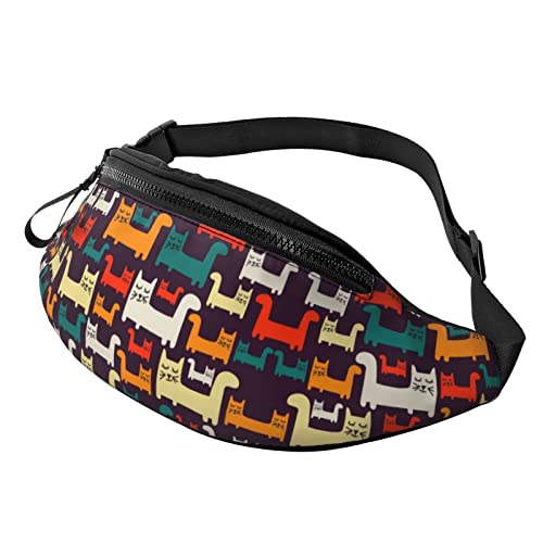 Entzückende Faultier-Print Herren und Damen Freizeit Sport Hüfttasche Outdoor Sport Fanny Pack Alltag Casual Brusttasche, Katzenmotiv, Einheitsgröße von FFEXS