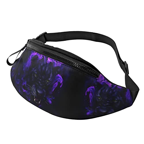 Freiheitsstatue-Aufdruck, Outdoor-Sport, Bauchtasche, Freizeit-Sport-Hüfttasche, Alltag, lässige Brusttasche für Männer und Frauen, Panther Head In Flames Print, Einheitsgröße von FFEXS