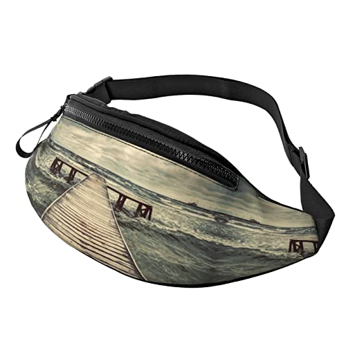 Frühlingsgras-Druck, Outdoor-Sport, Gürteltasche, Freizeit-Sport, Hüfttasche für den Alltag, lässige Brusttasche für Männer und Frauen, Coastal Pier Print, Einheitsgröße von FFEXS