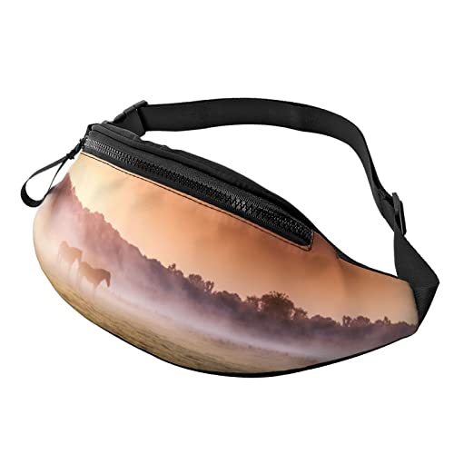 Galaxy Print Herren und Damen Freizeit Sport Hüfttasche Outdoor Sport Fanny Pack Alltag Casual Brusttasche, Aufdruck Pferd bei Sonnenuntergang, One Size von FFEXS