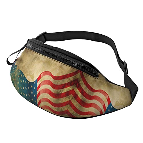 Gürteltasche mit Schaf-Druck, für Outdoor-Sport, Freizeit, Sport, Hüfttasche für den Alltag, lässige Brusttasche für Damen und Herren, Vintage Amerikanische Flagge 4. Juli Druck, Einheitsgröße von FFEXS