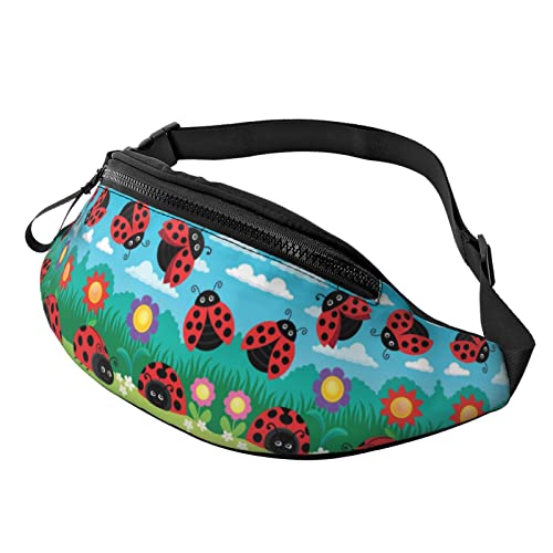 Ladybug Print Herren und Damen Freizeit Sport Hüfttasche Outdoor Sport Fanny Pack Alltag Casual Brusttasche, Marienkäfer-Landschaftsdruck, One Size von FFEXS