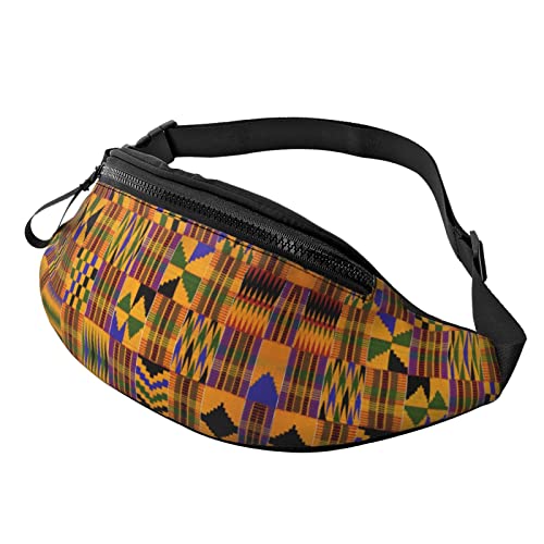 Schwarzer Deutscher Hund Print Herren Damen Freizeit Sport Hüfttasche Outdoor Sport Bauchtasche Alltag Casual Brusttasche, Afrikanischer Webdruck, Einheitsgröße von FFEXS