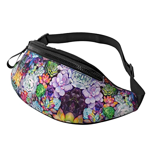 Tropische Hibiskus Blumendruck Outdoor Sport Bauchtasche Freizeit Sport Hüfttasche Alltag Casual Brusttasche für Männer und Frauen, Farbenfroher Sukkulenten-Druck, Einheitsgröße von FFEXS