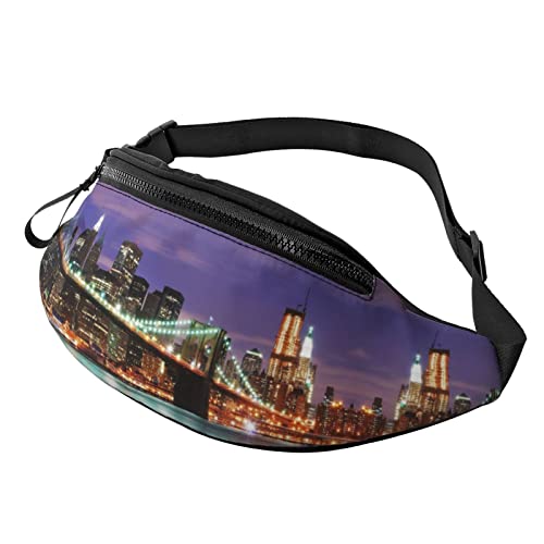 Tropische Palmen Druck Herren und Damen Freizeit Sport Hüfttasche Outdoor Sport Fanny Pack Alltag Casual Brusttasche, New York Night Print, Einheitsgröße von FFEXS