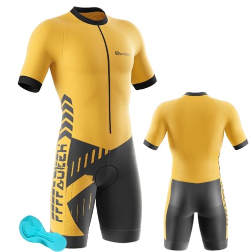 FFFF & OLFEH Triathlon Anzug Herren - Einteiliges Radtrikot - Trisuit Einteiler – Triathlonanzug - Triathlon Einteiler Kurz - 3Taschen für Wettkampf Run, Cycle, Swim,Strumpfhosen (Type 11,2XL) von FFFF & OLFEH