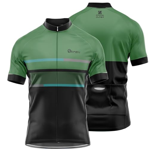 Herren Radtrikot Kurzarm Radtrikot Herren, Fahrradbekleidung Fahrrad Trikot T Shirt für Männer, Atmungsaktive Cycling Jersey für Radsport Outdoor Sport (P10,XL) von FFFF & OLFEH