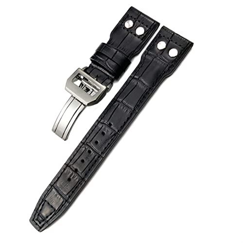 FFHAO Nieten-Uhrenarmband aus echtem Leder, 20 mm, 21 mm, 22 mm, für IWC Big Pilot Watch Top Gun Spitfire Le Petit Prince, Kalbslederband, 21 mm, Achat von FFHAO