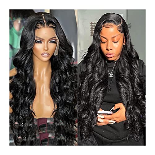 Damenperücken Haarersatz Perücken 8-34" Körperwelle Lace Frontal Perücken Echthaar Perücken vorgezupft 150% Dichte Remy Haar Lace Perücke for schwarze Frauen lange transparente Lace Front Perücken Per von FFNUM